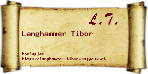Langhammer Tibor névjegykártya
